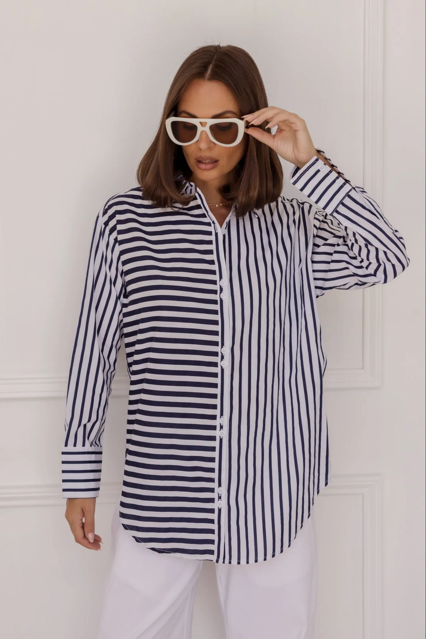 AUSTIN Shirt Mixed Stripe Navy