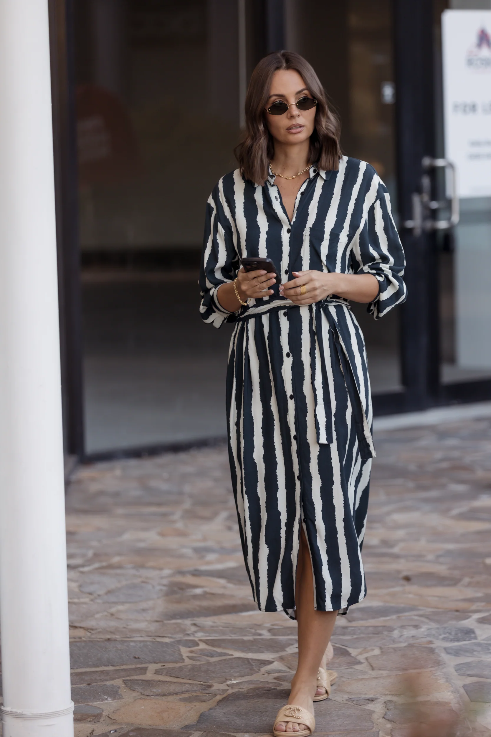 BANTAS Dress Navy Textured Stripe - Image 2