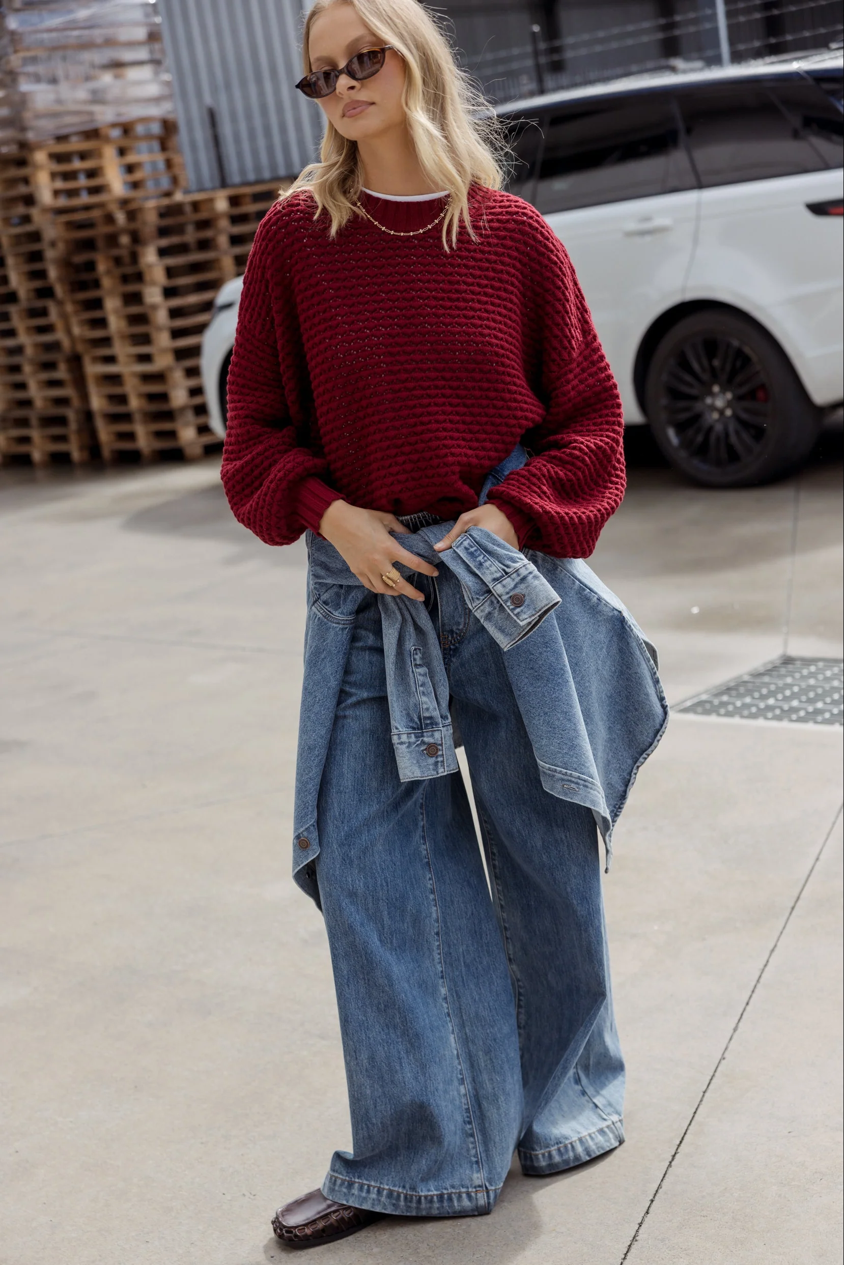 LOAM Knit Jumper Red Wine - Image 2