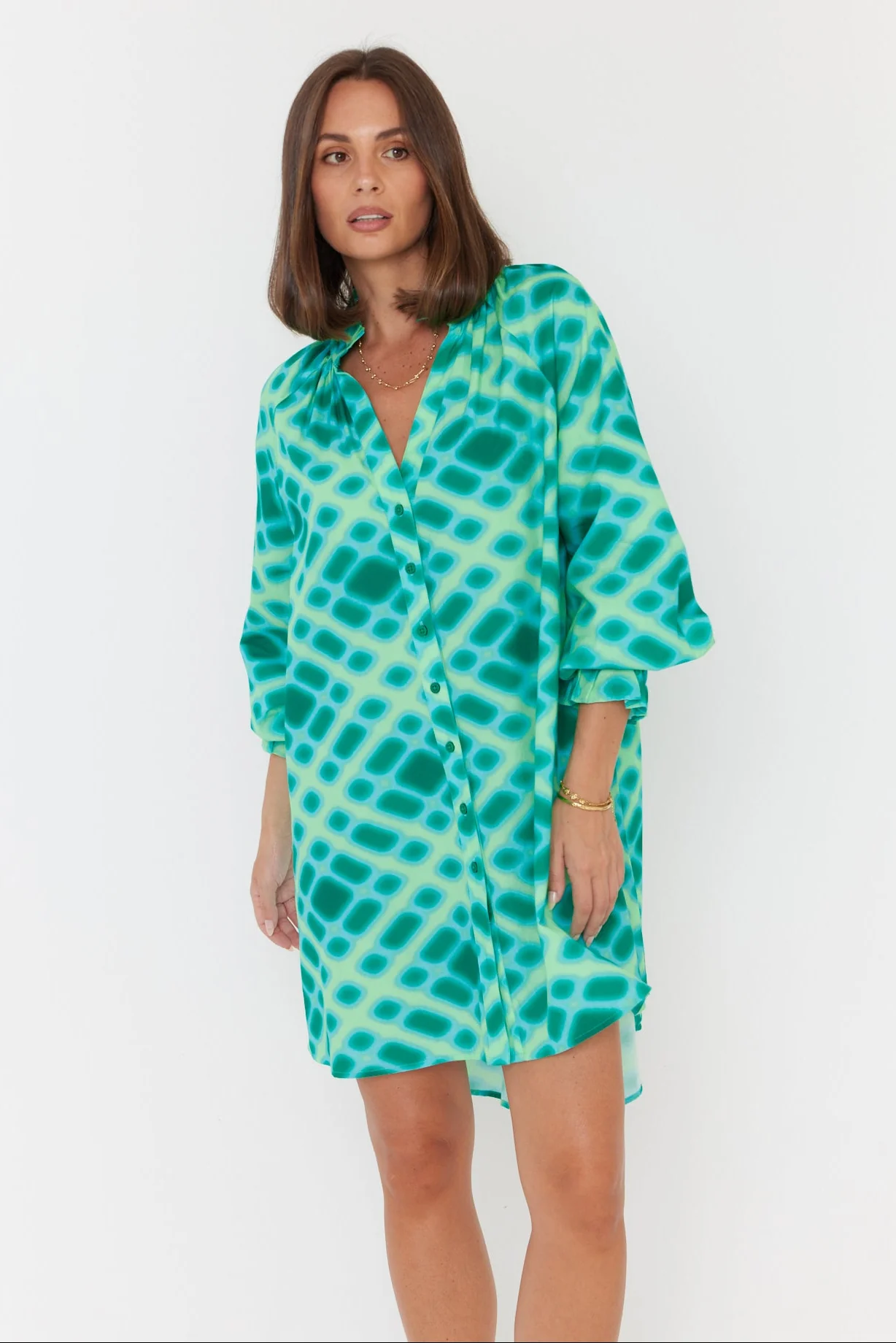OLLIE Dress Emerald Crosshatch - Image 6