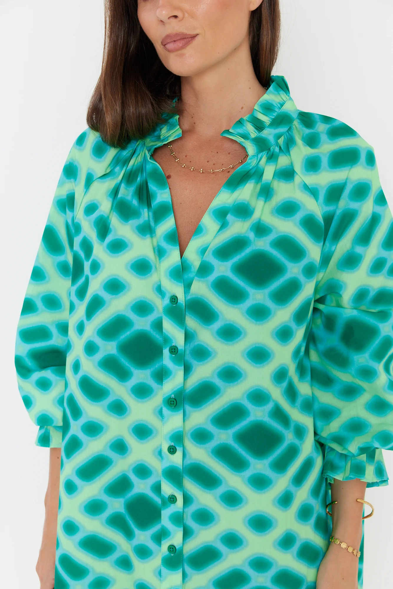 OLLIE Dress Emerald Crosshatch - Image 8