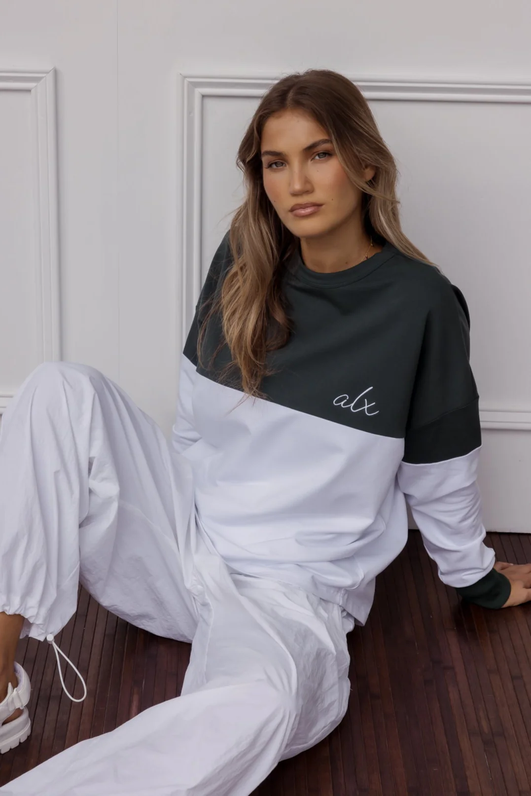 SIA Long Sleeve Top White/Green