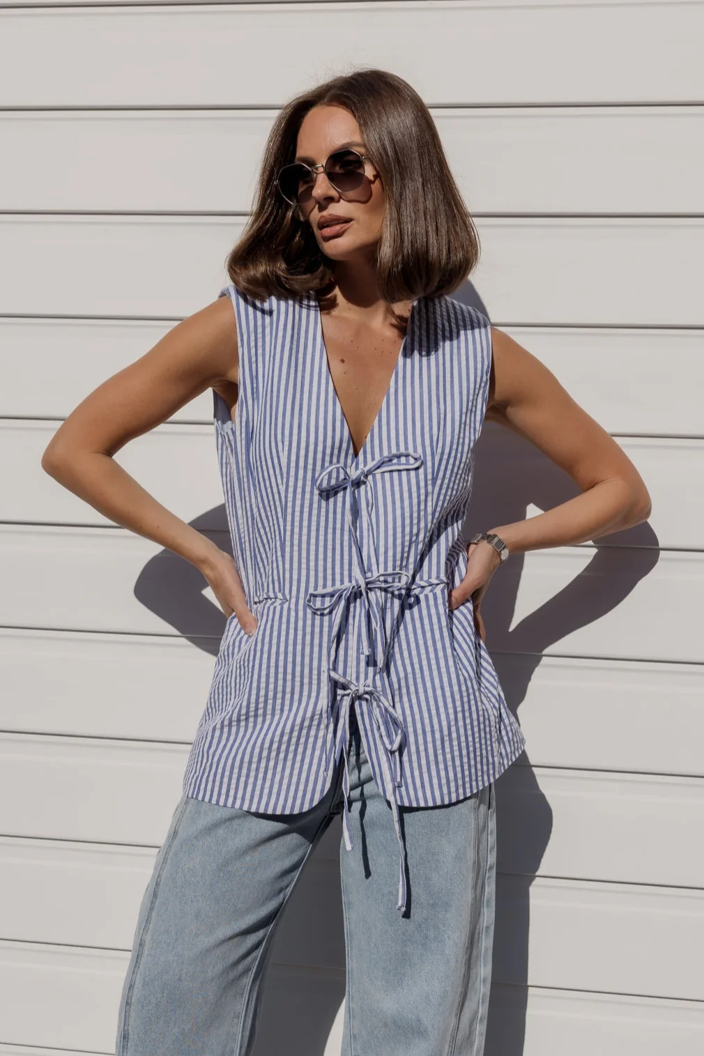 VULTAR Vest Blue Stripe